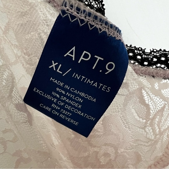 Apt.9 Chemise with Straps Womens XL Floral Black Lace Trim Retro Classic Ivory - Picture 4 of 7